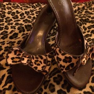 Franco Sarto Pinup leopard mules sz 8.5